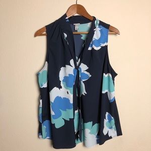 3/$25 A New Day Sleeveless Floral Blue XXL Blouse